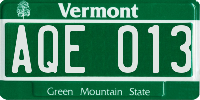 VT license plate AQE013