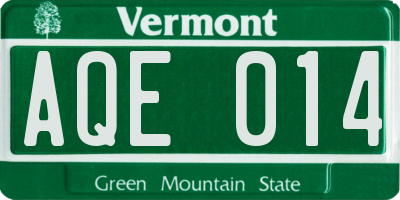 VT license plate AQE014