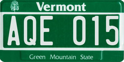 VT license plate AQE015