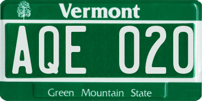 VT license plate AQE020