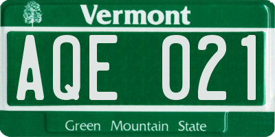 VT license plate AQE021