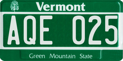 VT license plate AQE025