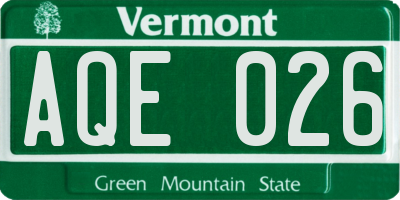 VT license plate AQE026