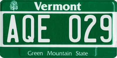 VT license plate AQE029
