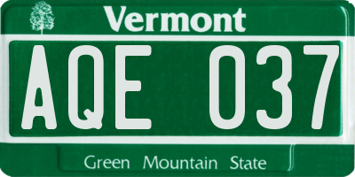 VT license plate AQE037