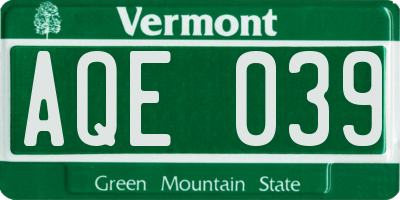VT license plate AQE039