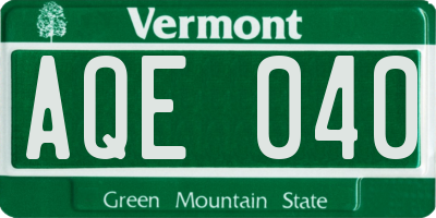 VT license plate AQE040