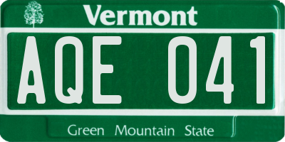 VT license plate AQE041