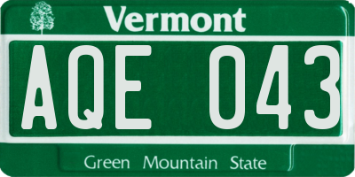 VT license plate AQE043