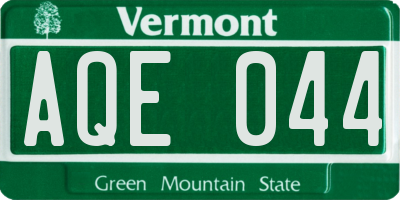 VT license plate AQE044