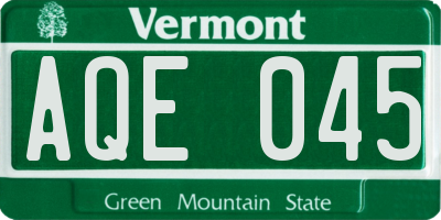 VT license plate AQE045