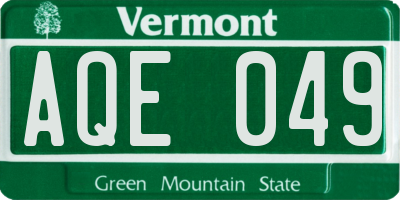 VT license plate AQE049