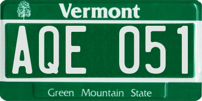 VT license plate AQE051