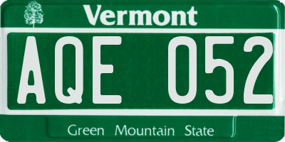 VT license plate AQE052