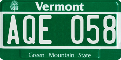 VT license plate AQE058