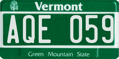 VT license plate AQE059