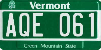 VT license plate AQE061