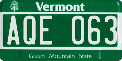 VT license plate AQE063