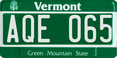 VT license plate AQE065