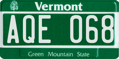VT license plate AQE068