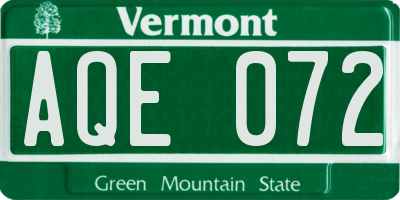 VT license plate AQE072