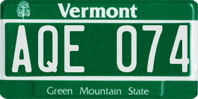 VT license plate AQE074