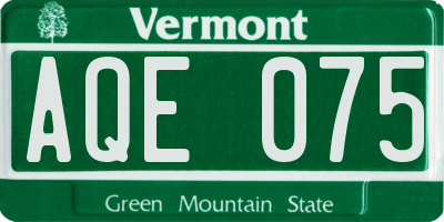 VT license plate AQE075