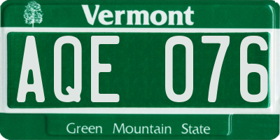 VT license plate AQE076