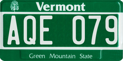 VT license plate AQE079