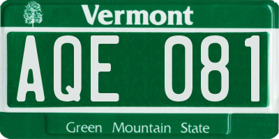 VT license plate AQE081