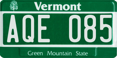 VT license plate AQE085
