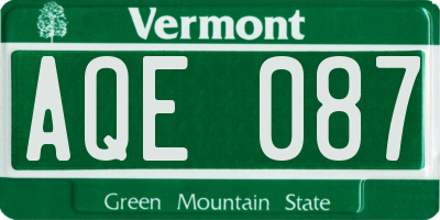 VT license plate AQE087