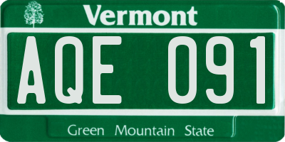 VT license plate AQE091