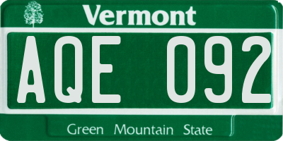 VT license plate AQE092