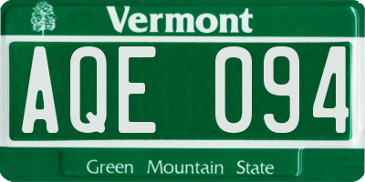 VT license plate AQE094