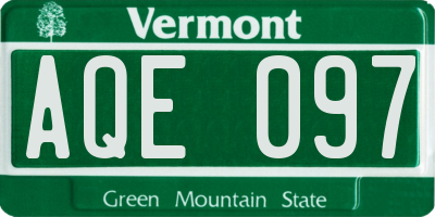 VT license plate AQE097