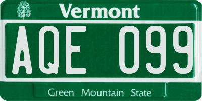 VT license plate AQE099