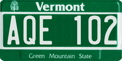 VT license plate AQE102