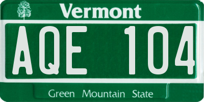 VT license plate AQE104