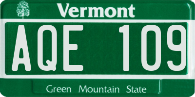 VT license plate AQE109