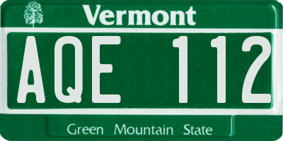VT license plate AQE112