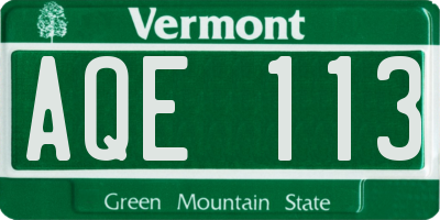 VT license plate AQE113