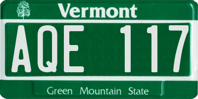 VT license plate AQE117