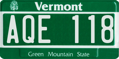 VT license plate AQE118