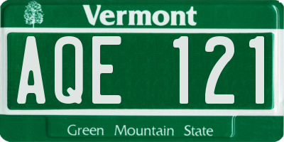 VT license plate AQE121