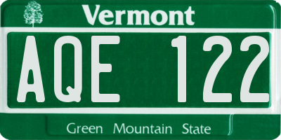 VT license plate AQE122