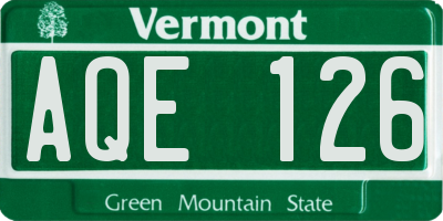 VT license plate AQE126