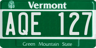 VT license plate AQE127