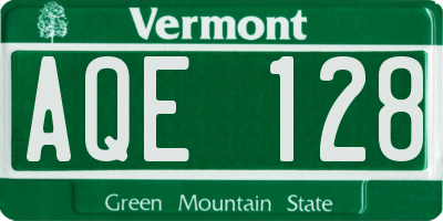 VT license plate AQE128