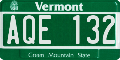VT license plate AQE132